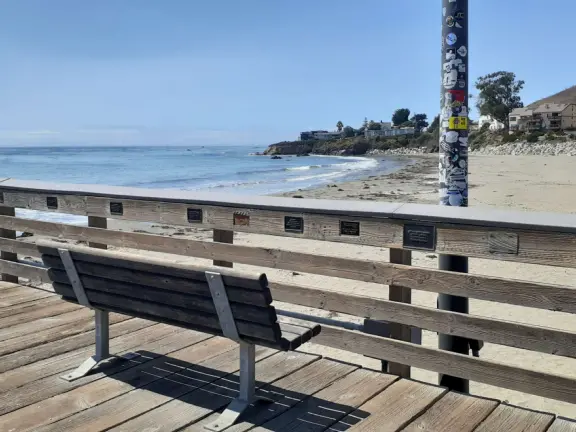 A pretty beachside town, with a wooden pier and wide windy beach with perfect views of Morro Rock, and colorful houses with gardens, backed by gently-sloping hills.