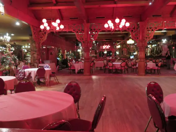 Walk the secret garden, plus admire the ranunculus flowers at the Madonna Inn entrance door in springtime, or swing, line, and ballroom dance on the fancy dance floor to live music most nights!