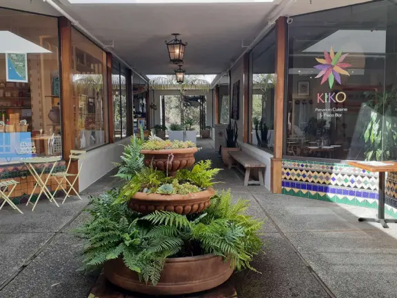 A main street of late 19th century storefronts, popular cafes, and a hip college scene. Recently, suffering an epidemic of homelessness relating to mental health problems.