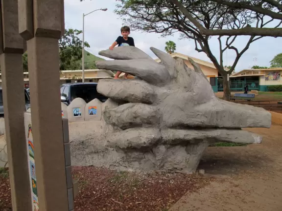 Imaginative, wooden playground- a very rare thing on Oahu.