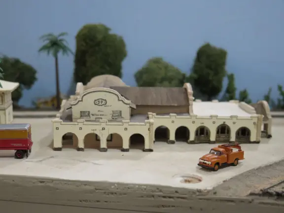 Cute yellow building, a historic train depot, only open 2 hours a week and during model railroad days in April and October.