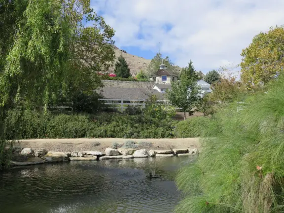 Walk the secret garden, plus admire the ranunculus flowers at the Madonna Inn entrance door in springtime, or swing, line, and ballroom dance on the fancy dance floor to live music most nights!