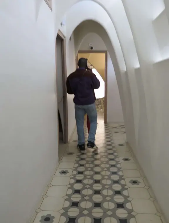 Extremely crowded tour of mansion renovated by Gaudi, on the elegant Passeig de Gracia street.