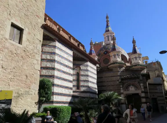 An adorable square in the downtown of Lloret de Mar, with a gorgeous mosaic tiled church.&nbsp;