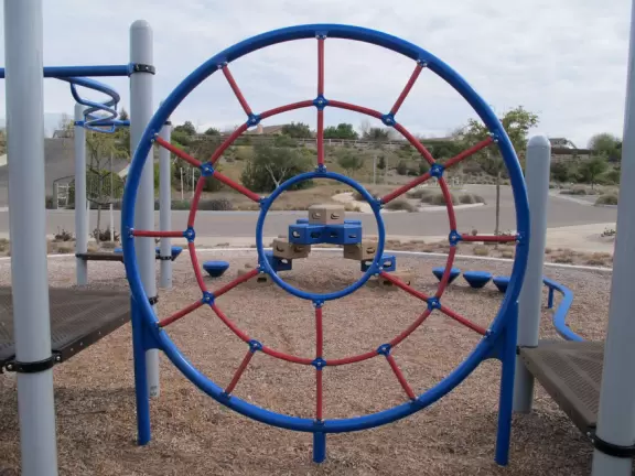 Highly planned park with great landscaping and curvy paths plus two super playgrounds!
