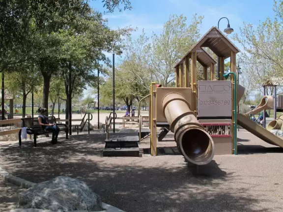 About ten playgrounds built into one park! Recommended if you're already in the neighborhood.
