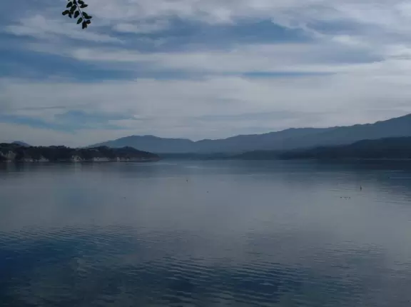 A serene lake with an interesting nature center.