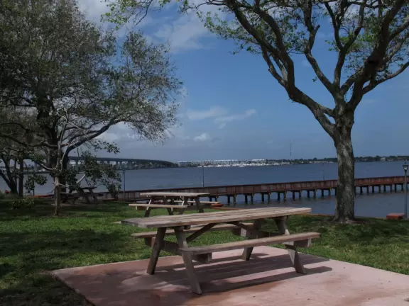 Historic main strip that looks dowdy from a distance but is actually very nice up close! Incredible waterfront stage and boardwalk!