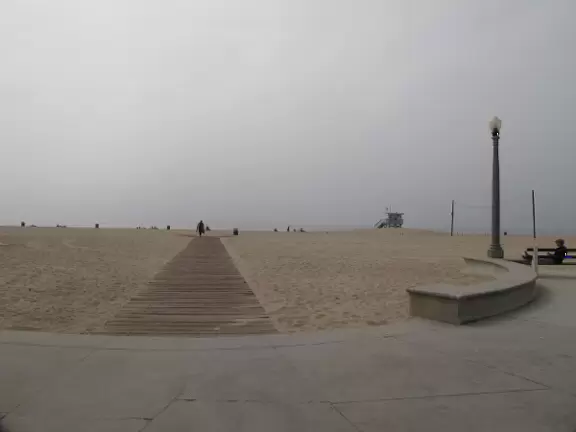 Bike path on the sand that runs from Santa Monica pier to Venice Beach!