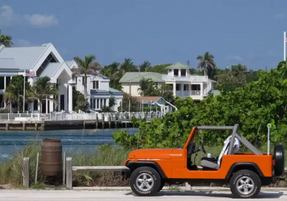 White sand beach with mangroves on the beautiful intracoastal waterway.