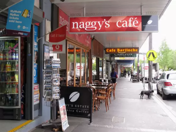 Little shops and cafes in streets lined with Victorian townhouses.