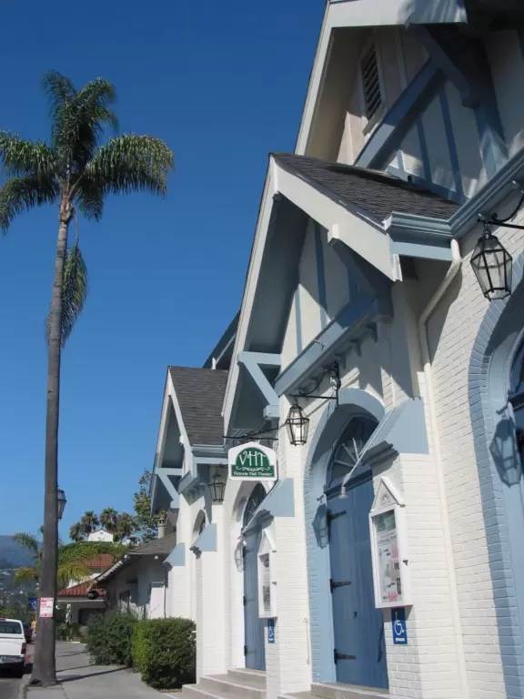 SB Public Market is a hip indoor space with cafes, and outdoor seating by a Spanish courtyard with views of quaint Victoria Court.
