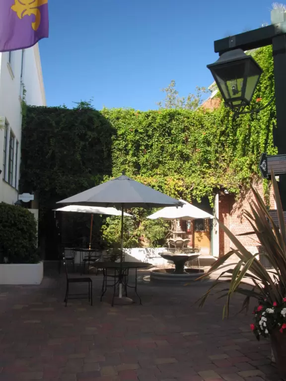 SB Public Market is a hip indoor space with cafes, and outdoor seating by a Spanish courtyard with views of quaint Victoria Court.