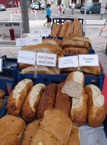 Saturday morning farmer's market with plants, cheeses, grass-fed beef, hot foods, and live music. All with a waterfront view.