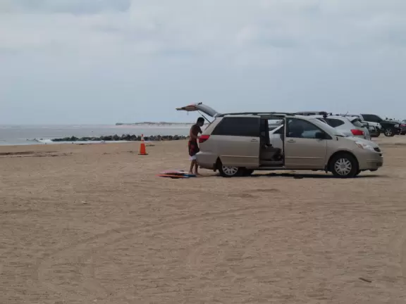 Pretty beach with views of lighthouse- you can park your 4X4 car on the beach.