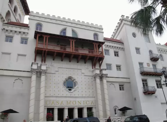 Beautiful Spanish terra cotta architecture in an overly commercial town.