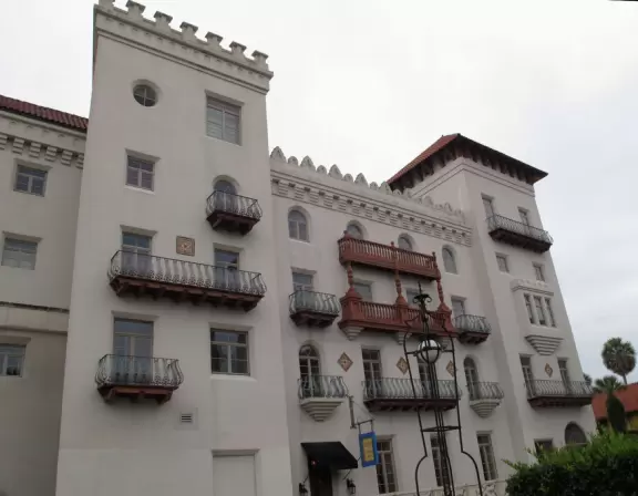 Beautiful Spanish terra cotta architecture in an overly commercial town.