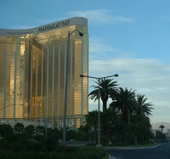 Las Vegas' main street, with huge themed hotels.