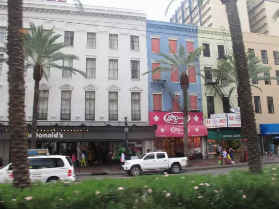 Main street with colorful storefronts and plenty of shopping.